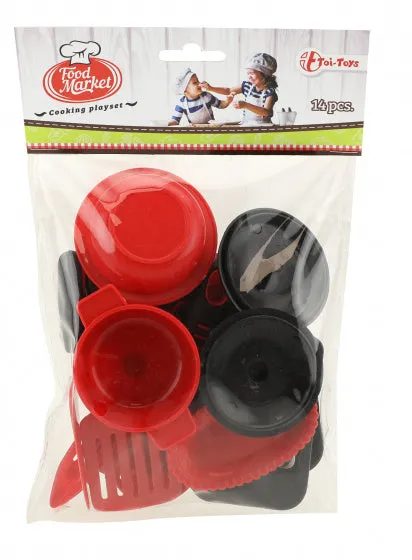 KEUKENGEREI FOODMARKET JUNIOR ROOD/ZWART 14DELIG