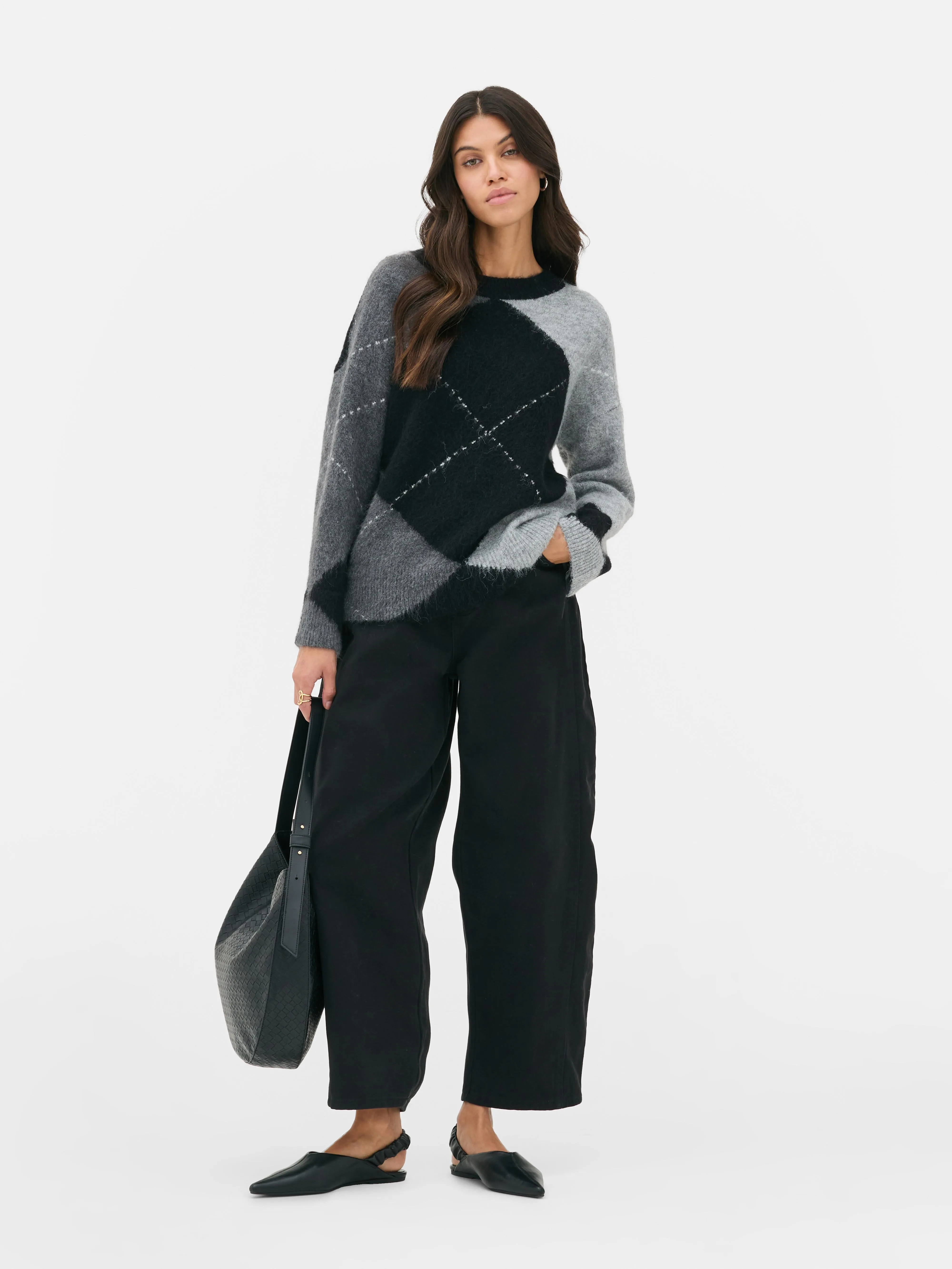 Oversized trui met argylepatroon Paula Echevarría