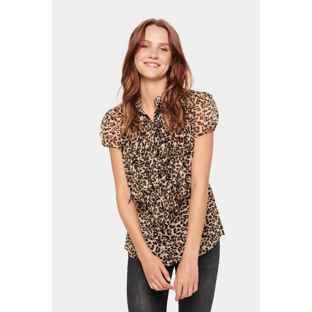   Saint Tropez Lilja Crinkle Shortsleeve Shirt Zwart 1