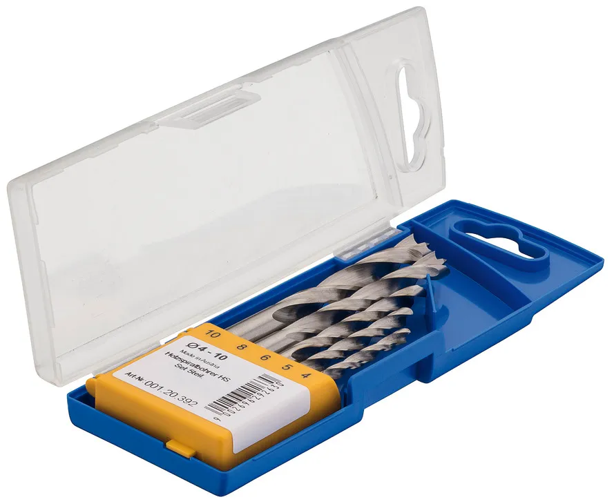 SET HOUTSPIRAALBOREN, HSS, 5DELIG, MET CENTREERSTIFT