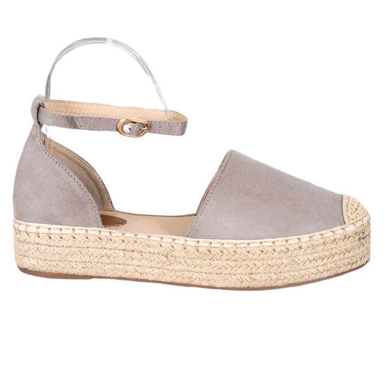 SHELOVET Espadrilles met gesp grijs