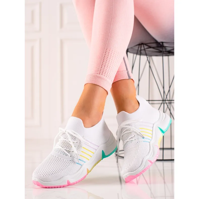 TRENDI Sportschoenen op een kleurrijk platform wit